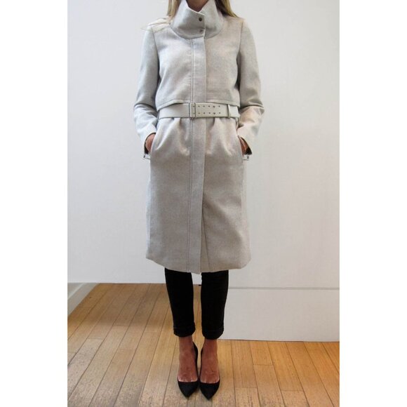 Helmut Lang grey belted coat, size Small - Picture 1 of 8
